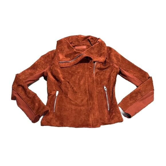 Blank NYC SL8 Brown Faux Suede Leather Moto Jacket Sz Small - Picture 3 of 9